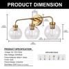 DORESshop 24 in. 3-Light Gold Mid-Century LED Globe Vanity Light Round Wall Fixture with Clear Round Glass Shades for Bathroom - 3 of 4