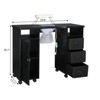 Karlhome Black Manicure Table Nail Desk for Nail Tech with Dust Collector, Wrist Cushion, Storage Cabinet and Drawers - 4 of 4
