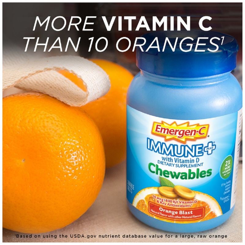 Emergen-C Immune+ Dietary Supplement Chewable Tablets with Vitamin D - Orange Blast - 42ct, 6 of 15