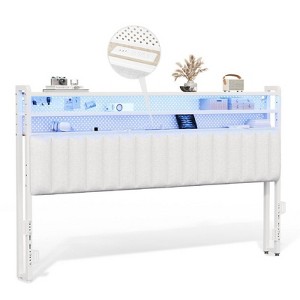 Karl Home Twin Full Queen King Size Headboard, Adjustable Upholstered Headboard with 3 Tier Shelves and Pegboard with Charging Stations and LED Lights - 1 of 4