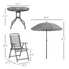 Resenkos Patio Dining Sets,Patio Furniture Sets,6 Piece Patio Dining Set for 4 with Umbrella, Gray - 3 of 4
