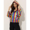 INSPIRE CHIC Women's Holographic Shiny Long Sleeve Zipper Hooded Metallic Jacket - 2 of 4