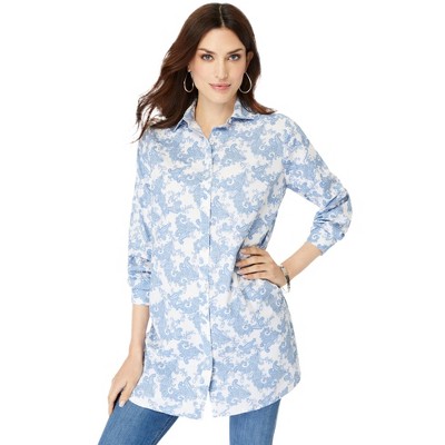 Roaman's Women's Plus Size Kate Tunic Big Shirt - 36 W, Blue : Target