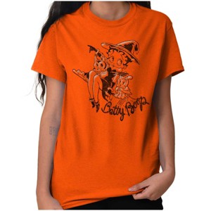 Betty Boop Halloween Flying Witch Womens Graphic T Shirt Tees Brisco Brands - 1 of 2