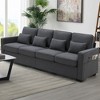 TiramisuBest 104" 4-Seater Modern Linen Fabric Sofa with Armrest Pockets and 4 Pillows, Modular Sectional Sofa with Storage, Sideboard Buffe - 2 of 4