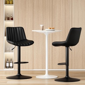 Bencmate Dining Chairs Bar Stools Set of 2, Swivel Adjustable Bar Stools, Industrial Bar Height Stools with Back Support, Black, 17.3"*17.3"*34" - 1 of 4