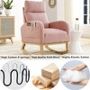 Modern Nursery Rocking Chair, Upholstered Glider Rocker with Side Pocket, Teddy Fabric Accent Armchair, Comfy Reading Chair for Living Room Bedroom - 3 of 4