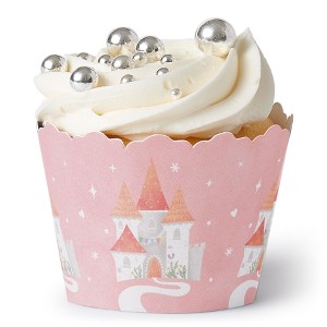 Big Dot of Happiness Princess Cupcake Wrappers, Pink Castel Adjustable Fit Dessert Wrap, Princess Birthday Party Decorations, Set of 12 - 1 of 4