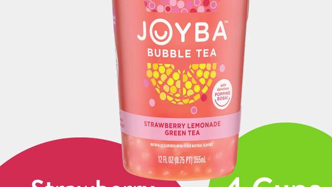 JOYBA Strawberry Lemonade Green Bubble Tea - 4pk/12 fl oz Cups, 2 of 11, play video