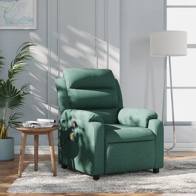 vidaXL Massage Recliner Chair Adjustable Reclining Armchair Dark Green Fabric