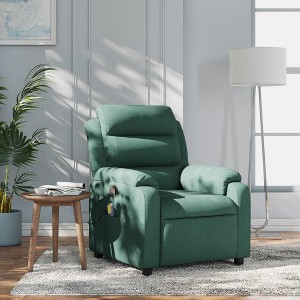 vidaXL Massage Recliner Chair Adjustable Reclining Armchair Dark Green Fabric - 1 of 4