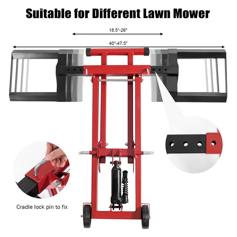 Costway Lawn Mower Lift Jack for Tractors & Zero Turn Riding Lawn Mowers 500lb Capacity, 5 of 11