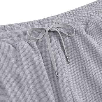 Women's Bermuda Shorts with Zipper Pockets Casual Summer Drawstring Jersey Shorts Elastic Waist Comfy Waffle Shorts
