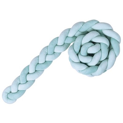 SARO Braided Crib Bumper – 90.5” Baby Crib Rail Guard, Soft Knotted Cushion Liner & Nursery Decor, Protective Braided Pillow for Infants & Toddlers