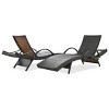 Set Of 2 Outdoor Wicker Chaise Lounge Chairs With Adjustable Backrest,Patio Rattan Reclining Chair With Pull-out Side Table -Maison Boucle - 4 of 4