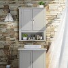 VINGLI Medecine Cabinet with 2 Doors Bathrooom Wall Cabinet Grey Over The Toilet Storage Towel Cabinet 1 Adjustable Shelf - 2 of 4