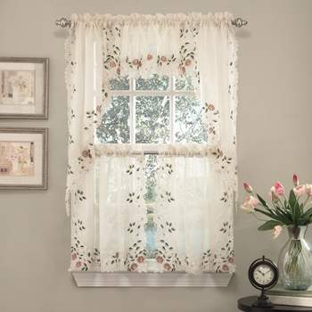 Rosemary Linen Embroidered Kitchen Curtains by Sweet Home Collection™