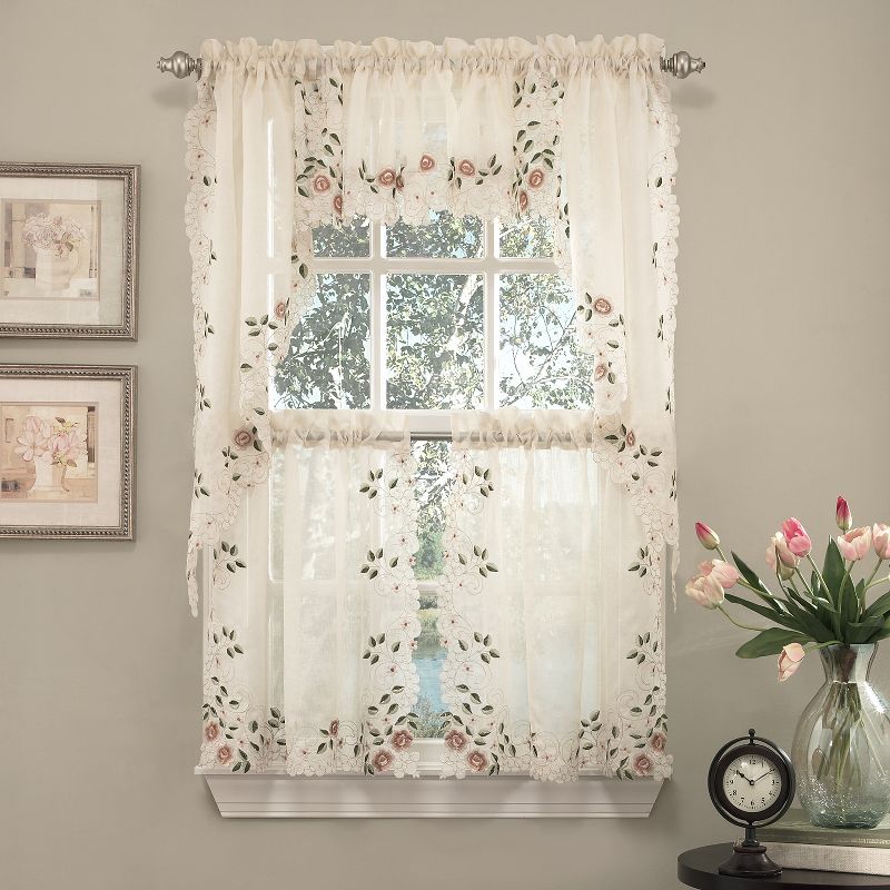Rosemary Linen Embroidered Kitchen Curtains by Sweet Home Collection™, 1 of 3