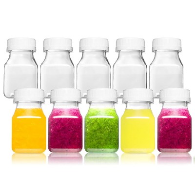 Plastic Shot Bottles with Caps, 10-Piece 2oz Freezer Safe Leak Proof Containers