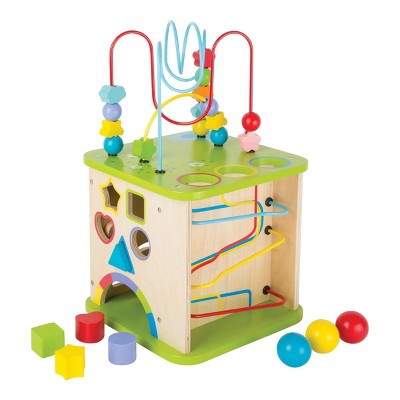 Image of Small Foot Wooden 5-in-1 Activity Center with Marble Run