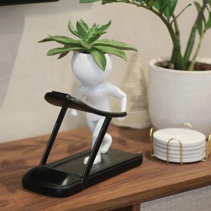 White Plastic Flower Pot for Desk Decoration,Decorative Plant Pot for Home Decor,Succulent Pot - 1 of 2