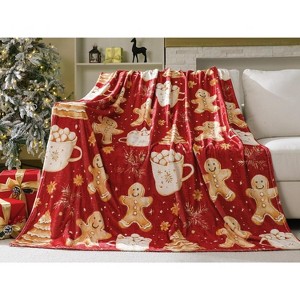 Lomsoe Cute Red Christmas Coco Print Flannel Blanket - All Seasons Soft and Warm Throw Blanket for Napping, Camping, Travel, Office - 1 of 4