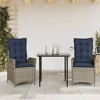 vidaXL Patio Dining Set with Cushions Outdoor Garden Seating Gray Poly Rattan - 31.5" Table Length Without Footrest 2 Items - 2 of 4