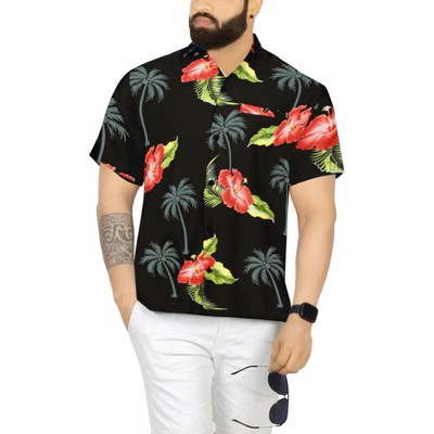 LA LEELA Mens Hawaiian Short Sleeve Button Down Shirt Men's Casual Shirts Vacation Tropical Beach Summer Party Shirts for Men Funny