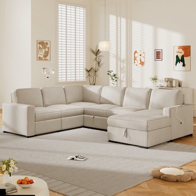 U-shaped Modular Sofa With Storage Lounge Chair, 6-seater Oversized ...