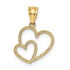 Black Bow Jewelry 14k Yellow Gold Double Heart Pendant, 15mm - 3 of 4