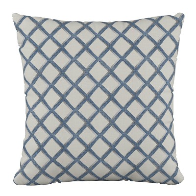 18"x18" Polyester Lattice Square Throw Pillow Navy - Skyline Furniture: Indoor Geometric, Zipper Closure
