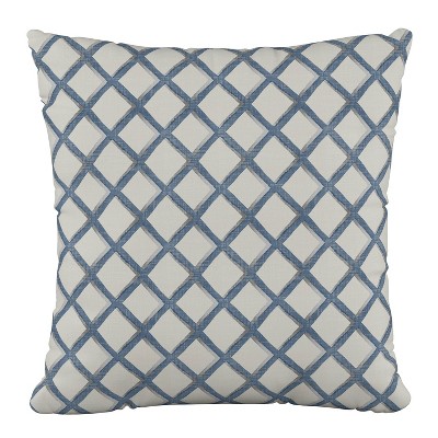 18"x18" Polyester Lattice Square Throw Pillow Navy - Skyline Furniture