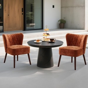 Modern Wingback Accent Chair, Upholstered Ergonomic Living Room Chair with Curved Back, Heavy-Duty Wood Legs for Office, Bedroom, Reading - 1 of 4