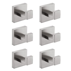 6 Pack Wall-Mounted Stainless Steel Bathroom Towel Hooks/Coat Hooks for Bathroom, Bedroom, Kitchen - 1 of 4