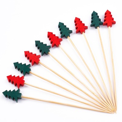 PartyWoo Cocktail Picks Christmas Tree 4.7 Inch 100 Count