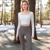 Anna-Kaci Active Women's Long Sleeve Square Neck Cropped Activewear Top with Fitted Design - Small, Black - 2 of 4