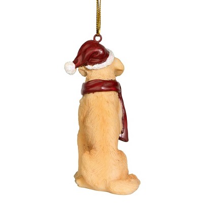 Festive Golden Retriever Resin Holiday Ornament with Santa Hat