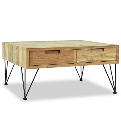 vidaXL Coffee Table Natural wood and black