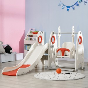 KTMBDW Toddler Swing Set, 4 in 1 Toddler Playground for Kids 1-3 Years Old, Indoor Toddler Playset with Slide, Swing, Basketball Hoop, Climber, White - 1 of 4