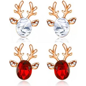 Christmas Reindeer Stud Earrings with Large Crystals in Two Color Options. - 1 of 4