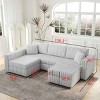Modular 4-Person U-Shaped Sofa with Ottoman and Pillow, Hydraulic Lift Design Sofa, Metal Frame Sofa with Polyester Cover-Coolbibila - 4 of 4