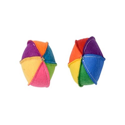 Multipet Felt Beach Ball for Cats Assorted Color - A felt beach ball in assorted colors, designed specifically for the playful nature of cats.