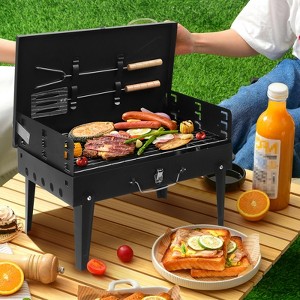 KTMBDW Portable Charcoal Grill, Small Folding Outdoor Grill, Compact Tabletop BBQ Grill for Camping Picnic Backyard Patio, Black - 1 of 4