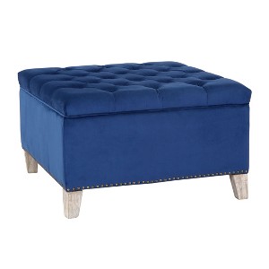 WestinTrends Square Velvet Tufted Storage Ottoman for Living Room Bedroom - 1 of 4