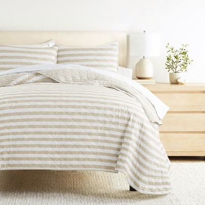 Becky Cameron All Season Coverlet Set – Super Soft Quilted Bedding in Classic Stripe Pattern by Becky Cameron, Classic Stripe Natural, Twin/Twin Extra Long — фото 3