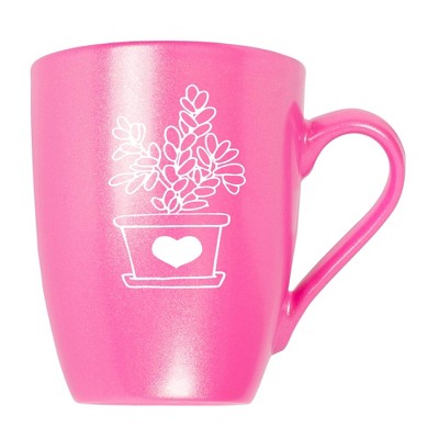 Elanze Designs Botanical Succulent Nature Coffee Cup Mug 10 Ounce Ceramic With Shimmery Metallic Finish Elegant Minimalist Jade Plant Silhouette