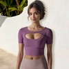 Anna-Kaci Active Women's Cut Out Short Sleeve Sports Bra with Seamless Design and Stretch Fabric - 4 of 4