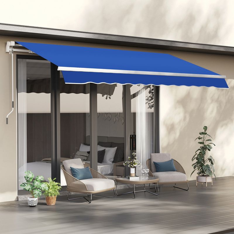 Outsunny Manual Retractable Awning Sun Shade Shelter for Patio Deck Yard with UV Protection and Easy Crank Opening, 2 of 7