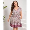 Clearlove Womens Womens Plus Size Casual V Neck Dress V Neck Loose Swing Ruffle Summer Boho Midi Dress with PocketsCasual Dress - 4 of 4