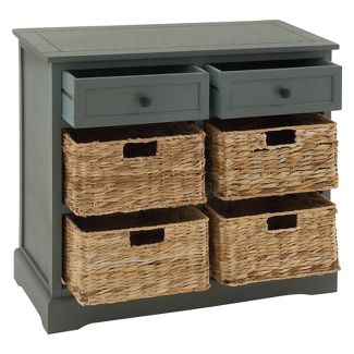 Wood Console 4 Wicker Baskets 2 Drawers Blue - Olivia & May : Target